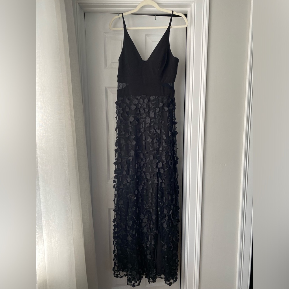Aqua Formal Floral Appliqué Long Gown Size 8- Worn Once